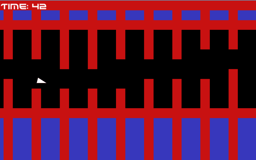 Kroniax - a free side scrolling challenging skill game, where you have to maneuver a white triangle